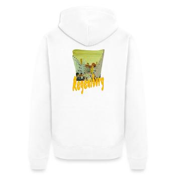 Haidplatz Regensburg - Unisex Premium Bio Zip Hoodie - Weiß - Hinten - Thijin (182cm)