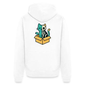 Schrödinger's Cat - Physics Design - Unisex Premium Organic Zip Hoodie - white - Back - Thijin (182cm)