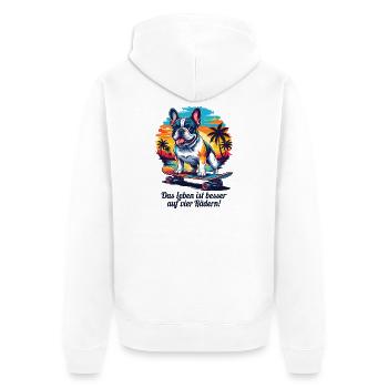 La vie est meilleure sur quatre roues - Veste à capuche bio Premium Unisexe - blanc - Dos - Thijin (182cm)