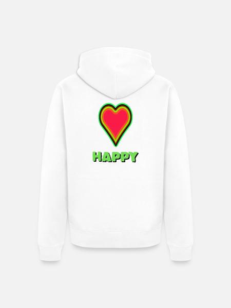 VIBRANT heart graphic with neon framing - Unisex Premium Organic Zip Hoodie - white