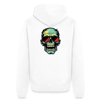Colorful zombie skull with sunglasses - Unisex Premium Organic Zip Hoodie - white - Back - Thijin (182cm)