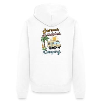 Summer Sunshine Camping - Unisex Premium Organic Zip Hoodie - white - Back - Thijin (182cm)