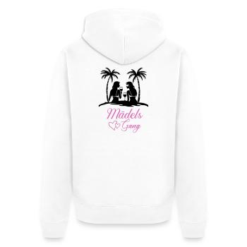 Lettrage de gang de filles avec des cœurs - Veste à capuche bio Premium Unisexe - blanc - Dos - Thijin (182cm)
