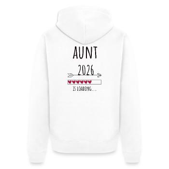 Aunt to be 2026 Geschenk Schwangerschaft - Unisex Premium Bio Zip Hoodie - Weiß - Hinten - Thijin (182cm)