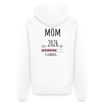 Mom to be 2026 Geschenk Schwangerschaft - Unisex Premium Bio Zip Hoodie - Weiß - Hinten - Thijin (182cm)