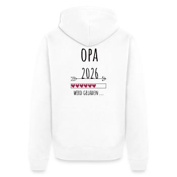 Werdender Opa 2026 Geschenk Schwangerschaft - Unisex Premium Bio Zip Hoodie - Weiß - Hinten - Thijin (182cm)