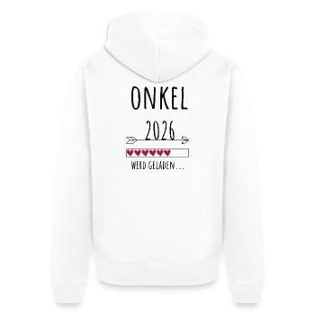 Werdender Onkel 2026 Geschenk Schwangerschaft - Unisex Premium Bio Zip Hoodie - Weiß - Hinten - Thijin (182cm)