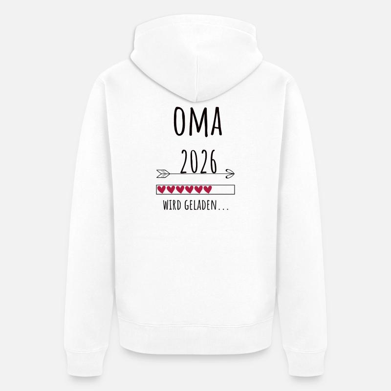 Werdende Oma 2026 Geschenk Schwangerschaft - Unisex Premium Bio Zip Hoodie - Weiß