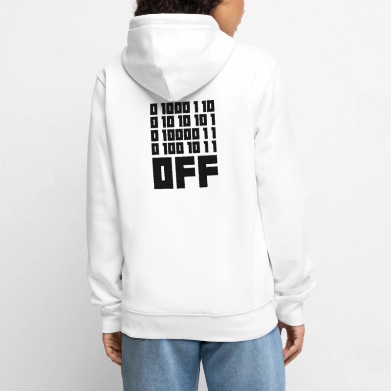 Binary Code F**k OFF – Humour Nerd & Geek Code Veste à capuche bio Premium Unisexe