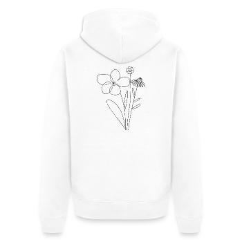 Minimalist Black Flowers Silhouette T-Shirt - Unisex Premium Organic Zip Hoodie - white - Back - Thijin (182cm)