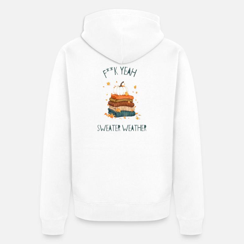 Herbstlicher Pulloverstapel - Unisex Premium Bio Zip Hoodie - Weiß