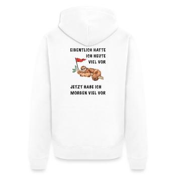 En fait, j’avais beaucoup à faire aujourd’hui. - Veste à capuche bio Premium Unisexe - blanc - Dos - Thijin (182cm)