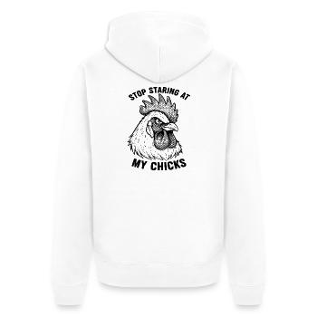 Drôle de coq arrête de regarder mes poussins Vintage - Veste à capuche bio Premium Unisexe - blanc - Dos - Thijin (182cm)