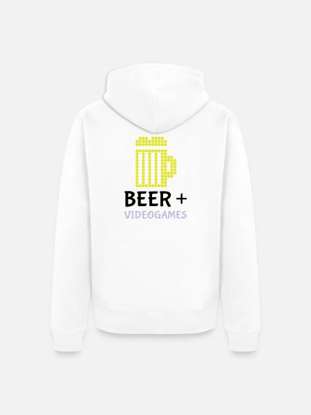 Pixel-Bier-Videospiele - Unisex Premium Bio Zip Hoodie - Weiß