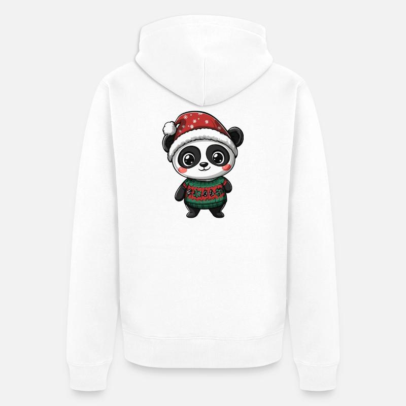 Noël Panda - Veste à capuche bio Premium Unisexe - blanc