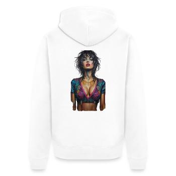 Porträt Street Art Frau der Farbe - Unisex Premium Bio Zip Hoodie - Weiß - Hinten - Thijin (182cm)
