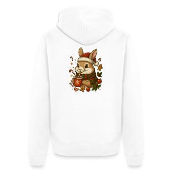 Rabbit at Christmas - Unisex Premium Organic Zip Hoodie - white - Back - Thijin (182cm)