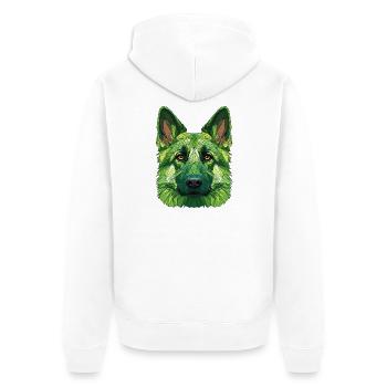Green polygon wolf - Unisex Premium Organic Zip Hoodie - white - Back - Thijin (182cm)