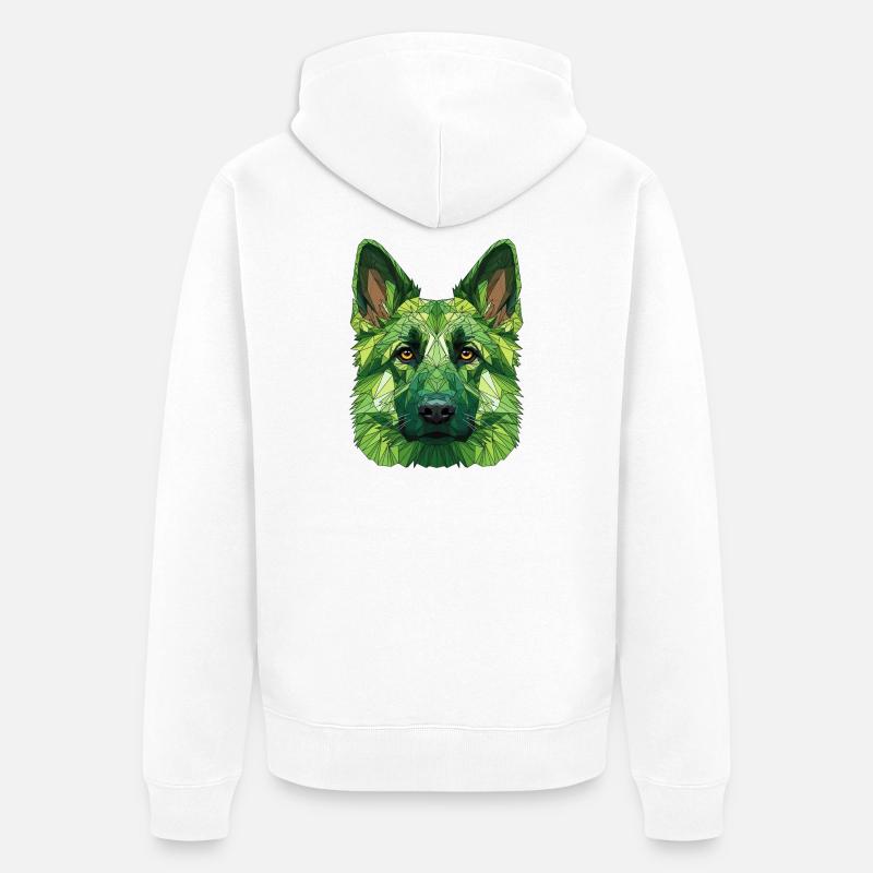 Loup polygonal vert - Veste à capuche bio Premium Unisexe - blanc