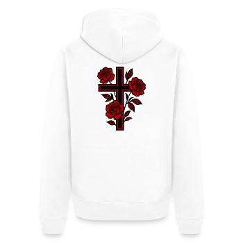 Fleurs à symbole de croix - Veste à capuche bio Premium Unisexe - blanc - Dos - Thijin (182cm)