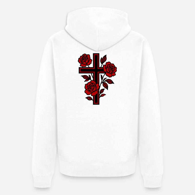Fleurs à symbole de croix - Veste à capuche bio Premium Unisexe - blanc