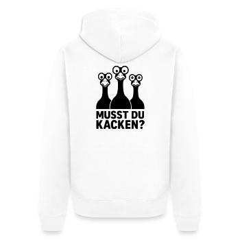 musst du kacken witzig kinder gänse glubschaugen - Unisex Premium Bio Zip Hoodie - Weiß - Hinten - Thijin (182cm)