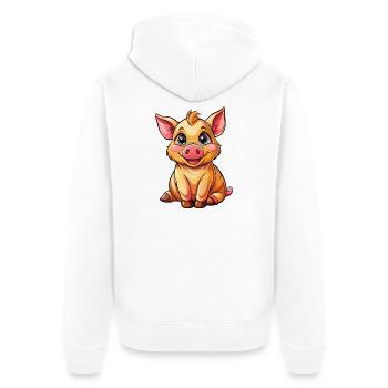 Sitting pig - Unisex Premium Organic Zip Hoodie - white - Back - Thijin (182cm)