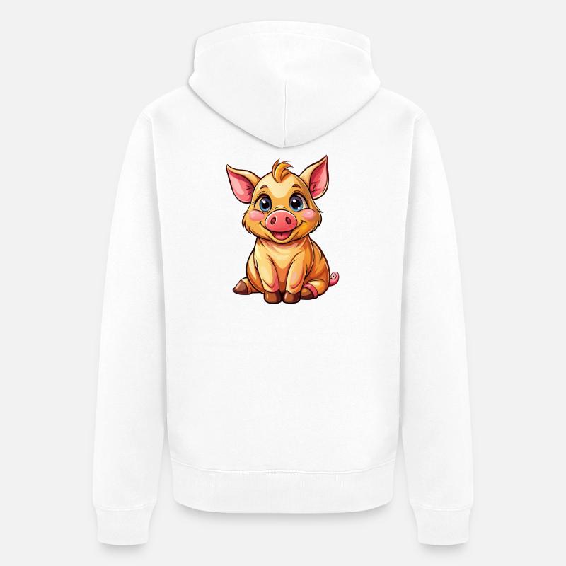 Cochon assis - Veste à capuche bio Premium Unisexe - blanc