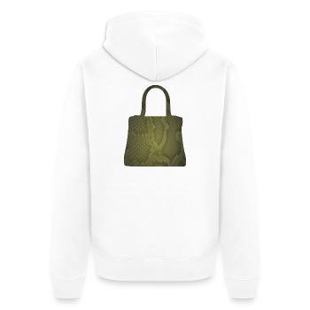 Olive Snake Skin Tote - Unisex Premium Bio Zip Hoodie - Weiß - Hinten - Thijin (182cm)