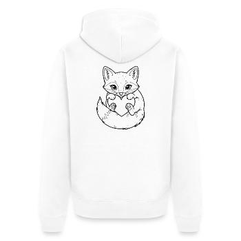 Süßer Fuchs mit Herz – für Tierfreunde - Unisex Premium Bio Zip Hoodie - Weiß - Hinten - Thijin (182cm)
