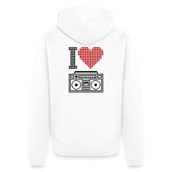 I Love Ghettoblaster – 80er Old School Musik - Unisex Premium Bio Zip Hoodie - Weiß - Hinten - Thijin (182cm)