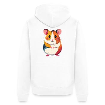 cute little colorful hamster patchwork motif - Unisex Premium Organic Zip Hoodie - white - Back - Thijin (182cm)