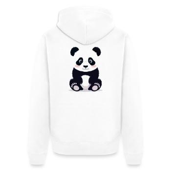Sitzender Kuschelpanda kleiner süßer Pandabär - Unisex Premium Bio Zip Hoodie - Weiß - Hinten - Thijin (182cm)
