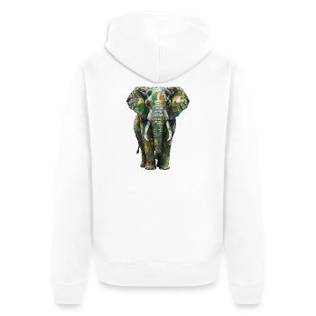 Bunte Elefantenflora - Unisex Premium Bio Zip Hoodie - Weiß - Hinten - Thijin (182cm)