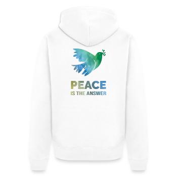 La paix est la réponse – Aquarelle colombe de la paix - Veste à capuche bio Premium Unisexe - blanc - Dos - Thijin (182cm)