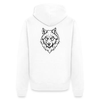 black wolf head face - Unisex Premium Organic Zip Hoodie - white - Back - Thijin (182cm)