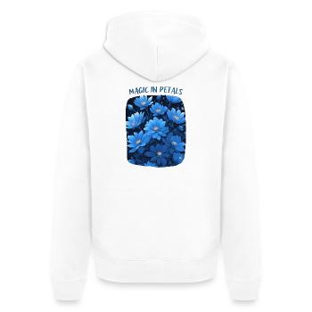 La magie dans les pétales de fleurs bleues - Veste à capuche bio Premium Unisexe - blanc - Dos - Thijin (182cm)