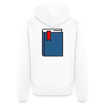 Dickes Buch Bibel Notizbuch - Unisex Premium Bio Zip Hoodie - Weiß - Hinten - Thijin (182cm)