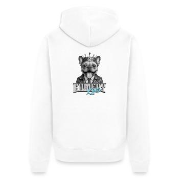 T-shirt drôle de bouledogue français - Veste à capuche bio Premium Unisexe - blanc - Dos - Thijin (182cm)