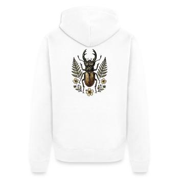 Bronze Insekt im Blattkranz - Unisex Premium Bio Zip Hoodie - Weiß - Hinten - Thijin (182cm)