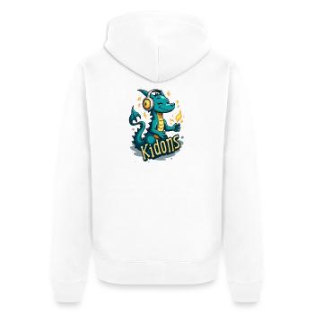 Drachenmusik mit Kopfhörer Kids - Unisex Premium Bio Zip Hoodie - Weiß - Hinten - Thijin (182cm)