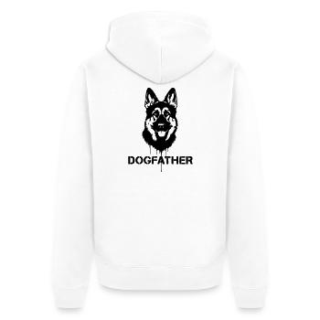 Cooler Dogfather Schäferhund Papa - Unisex Premium Bio Zip Hoodie - Weiß - Hinten - Thijin (182cm)