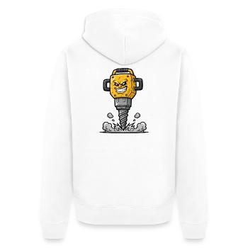 Angry Drill Cartoon with Explosion - Unisex Premium Organic Zip Hoodie - white - Back - Thijin (182cm)