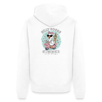 Lustiges Silly Goose Summer England London Reise - Unisex Premium Bio Zip Hoodie - Weiß - Hinten - Thijin (182cm)