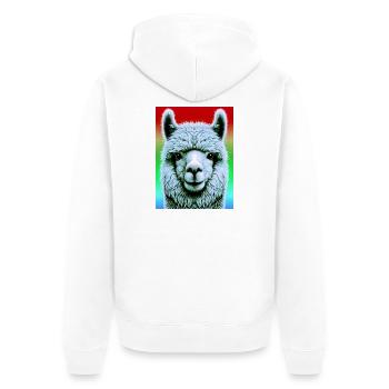 Alpaka - Unisex Premium Bio Zip Hoodie - Weiß - Hinten - Thijin (182cm)