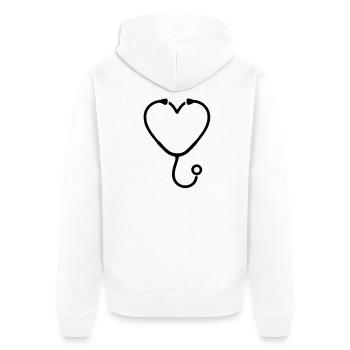 Stethoskop Herz Medizin Outline - Unisex Premium Bio Zip Hoodie - Weiß - Hinten - Thijin (182cm)