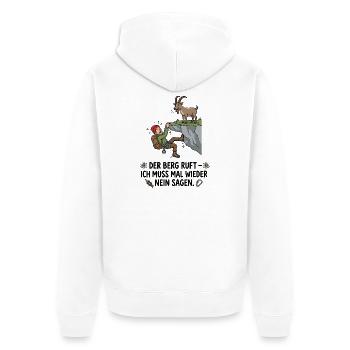 Der Berg ruft Humor Klettern - Unisex Premium Bio Zip Hoodie - Weiß - Hinten - Thijin (182cm)