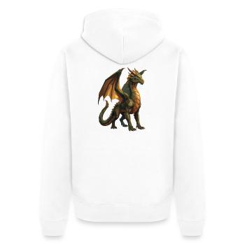 Geometrische Low Poly Green Dragon Art - Unisex Premium Bio Zip Hoodie - Weiß - Hinten - Thijin (182cm)