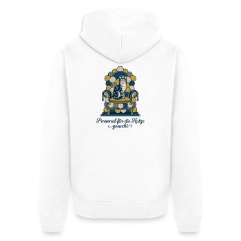 Katze Thron Personal Spruch - Unisex Premium Bio Zip Hoodie - Weiß - Hinten - Thijin (182cm)