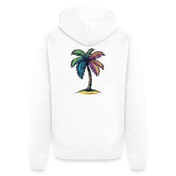 Palm Tree Island Symbol Colorful - Unisex Premium Organic Zip Hoodie - white - Back - Thijin (182cm)